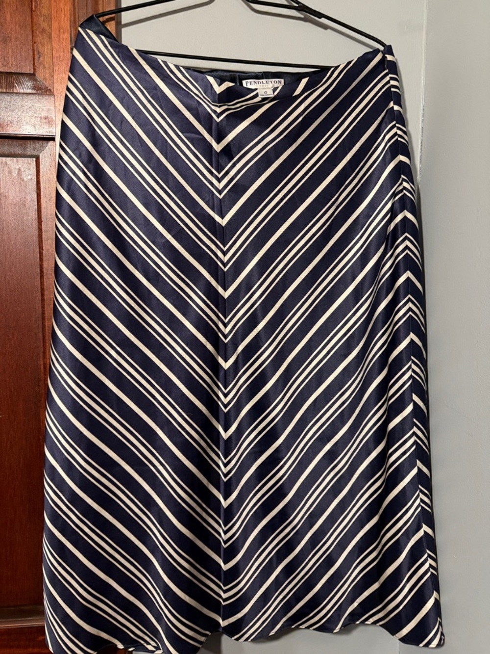 Pendleton Navy and Cream Chevron A-Line Skirt